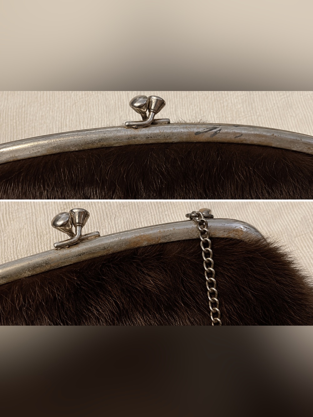 Vintage Fur Evening Clutch Handbag in Dark Brown - Picture 3 of 3